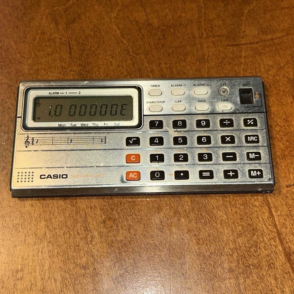 Casio MELODY-80 Vintage 1980s Calculator Musical Alarm LCD Needs Battery B1